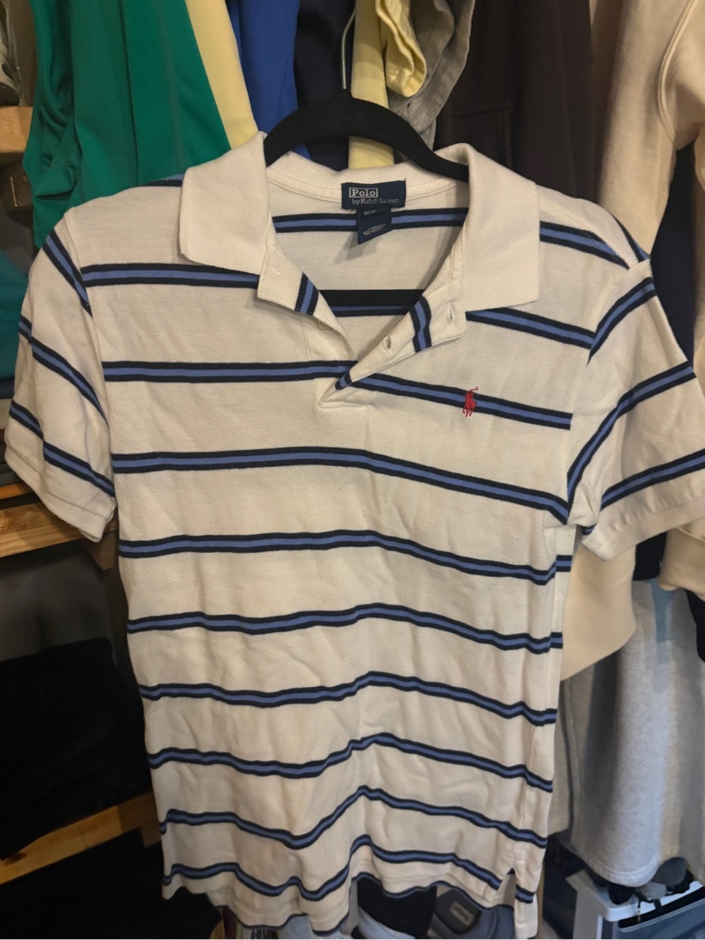 Polo by Ralph Lauren White Polo with Blue Stripes